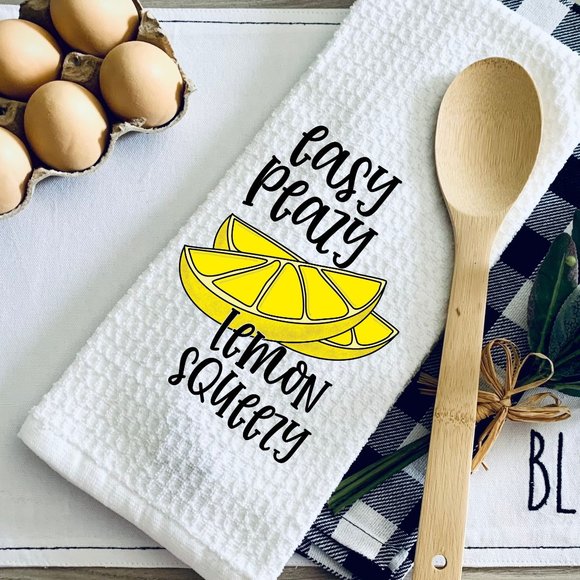 TEA TOWEL-EASY PEAZY LEMON SQUEEZY Kitchen Towel-Personalized-Hou… - Picture 1 of 2